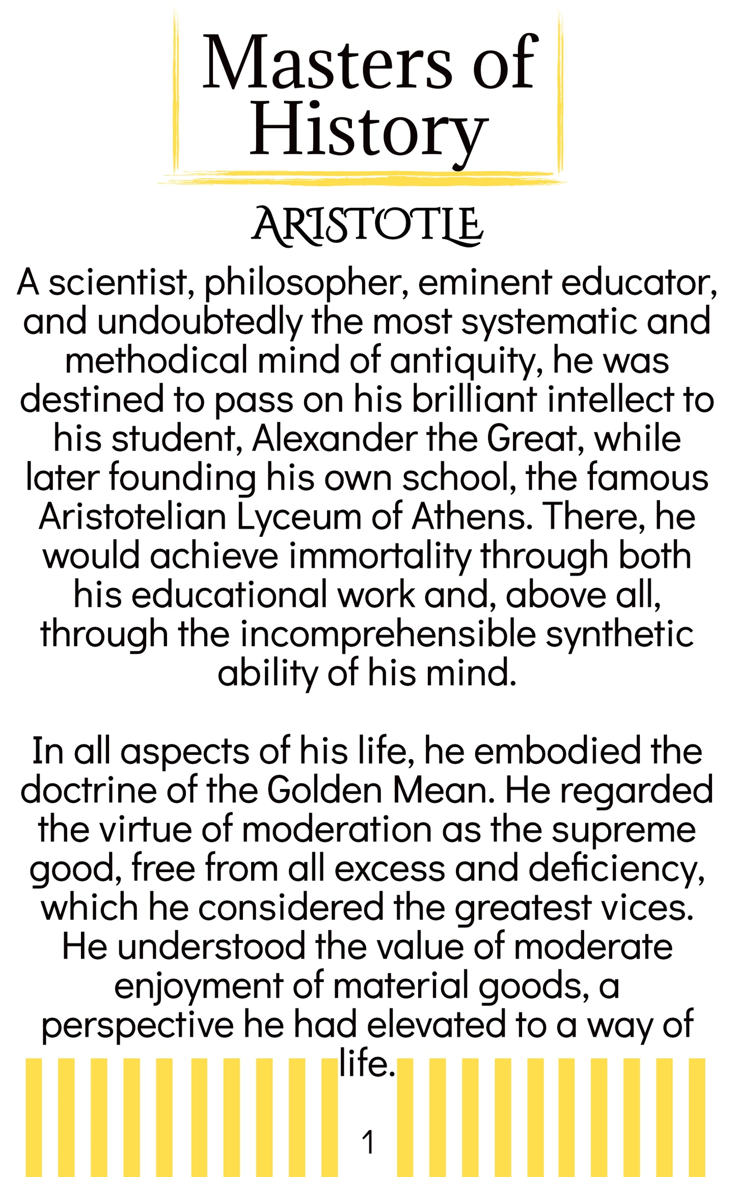 Masters of History: Aristotle (English) E-Book